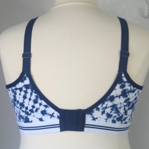 Cacique Bra 44C  Navy & White  Cotton Unlined No-Wire Full Coverage  Scoop - Picture 3 of 5